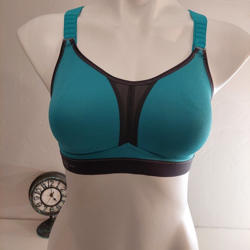 Anita Teal and Black High Support Sports Bra